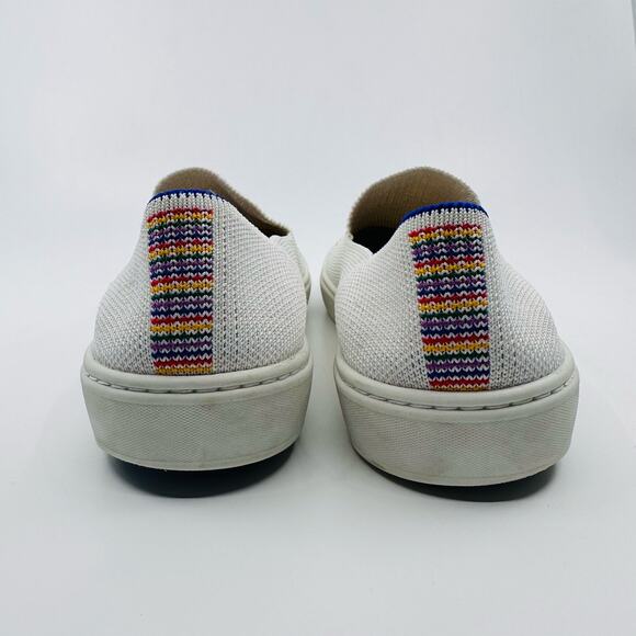 Rothy’s The Kids Sneaker US 4 White Rainbow Round Toe Slip On Shoes Unisex Flat - Picture 5 of 11